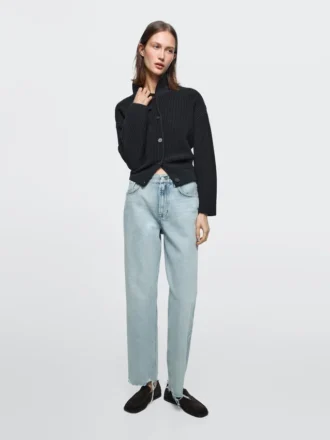 Jeans mit geradem Bein und hoher Taille