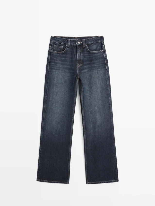 Jeans mit hoher Taille und weitem Bein Jeans mit hoher Taille und weitem Bein