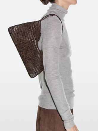 Kleine geflochtene Lederschultertasche