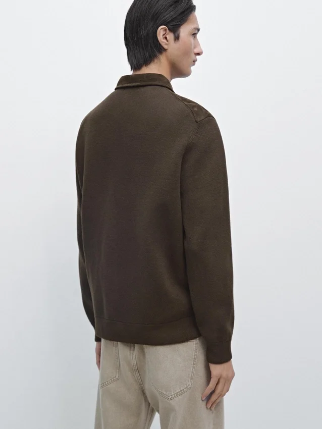Kontrastreiche Jacke aus Baumwolle und Leder Kontrastreiche Jacke aus Baumwolle und Leder