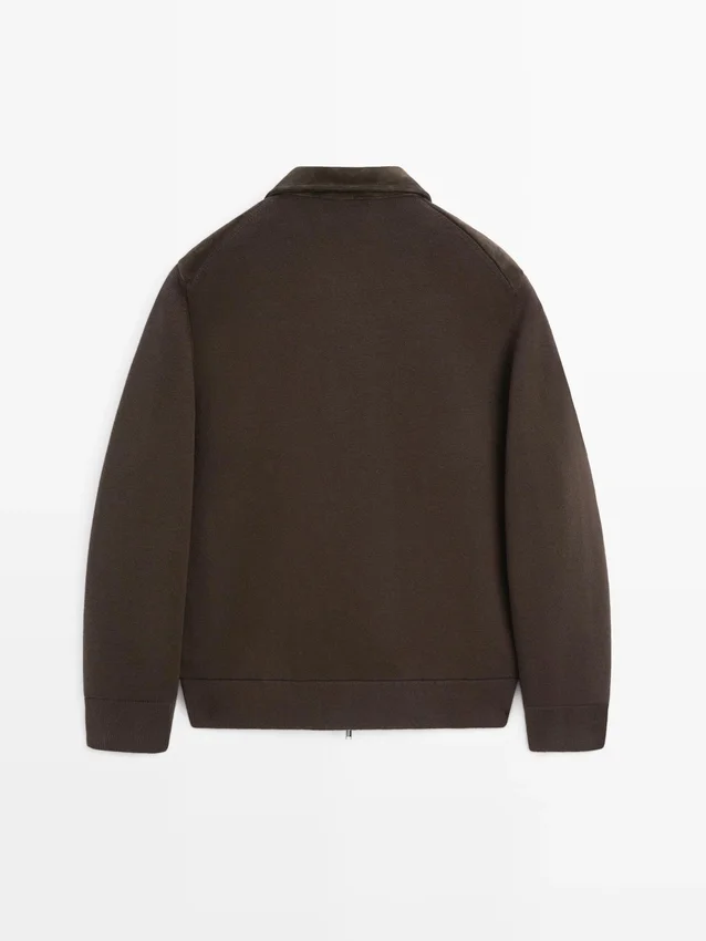 Kontrastreiche Jacke aus Baumwolle und Leder Kontrastreiche Jacke aus Baumwolle und Leder
