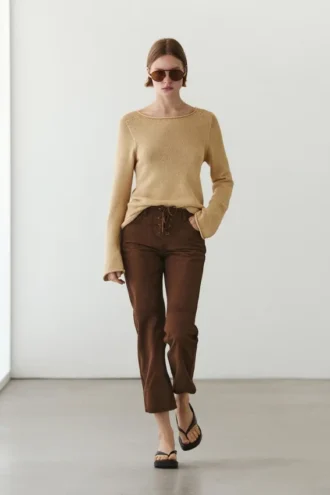 Kurze Wildleder-Hose mit Kordelzug