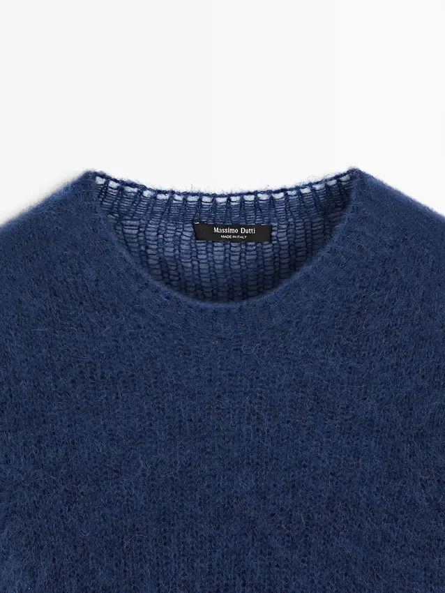 Kurzärmeliger Strickpullover aus Alpaka-Mischung Kurzärmeliger Strickpullover aus Alpaka-Mischung