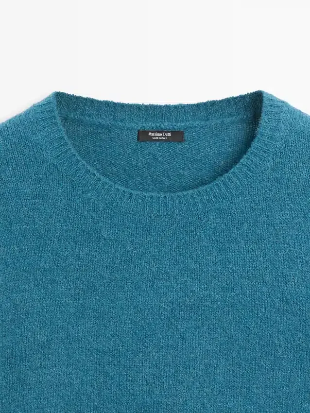 Kurzärmeliger Strickpullover aus Alpaka-Mischung Kurzärmeliger Strickpullover aus Alpaka-Mischung