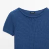 Kurzärmeliger Strickpullover aus Baumwollmischung Kurzärmeliger Strickpullover aus Baumwollmischung