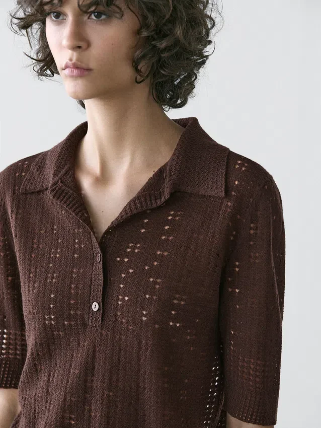 Kurzärmeliges Poloshirt aus Wollmischgewebe Kurzärmeliges Poloshirt aus Wollmischgewebe