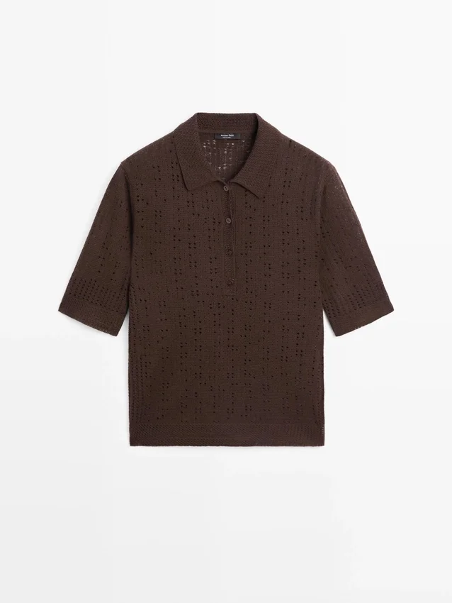 Kurzärmeliges Poloshirt aus Wollmischgewebe Kurzärmeliges Poloshirt aus Wollmischgewebe