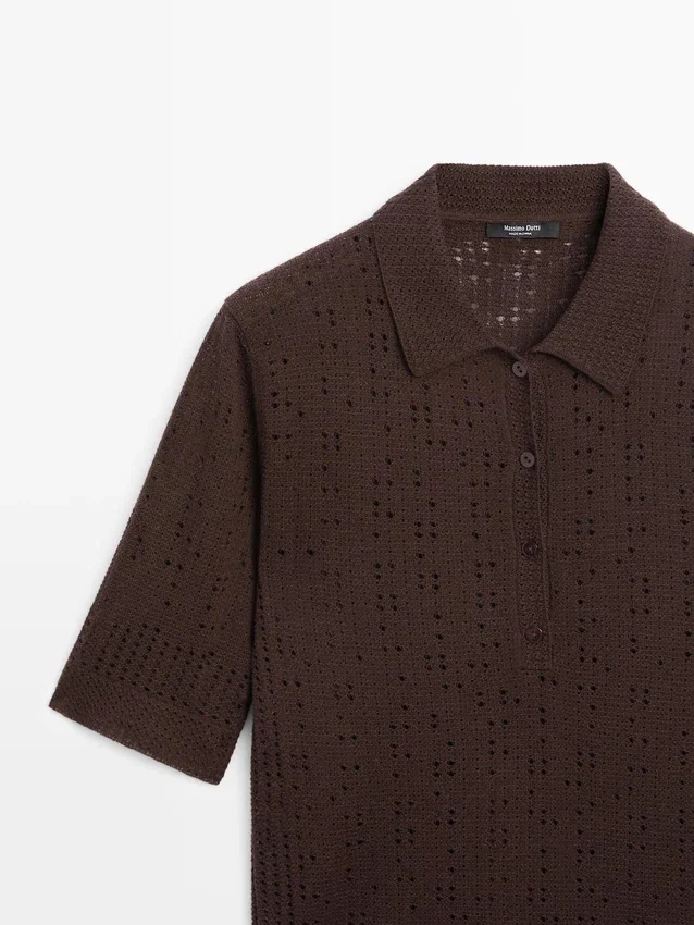 Kurzärmeliges Poloshirt aus Wollmischgewebe Kurzärmeliges Poloshirt aus Wollmischgewebe