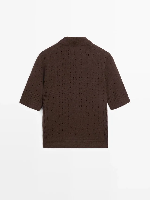 Kurzärmeliges Poloshirt aus Wollmischgewebe Kurzärmeliges Poloshirt aus Wollmischgewebe