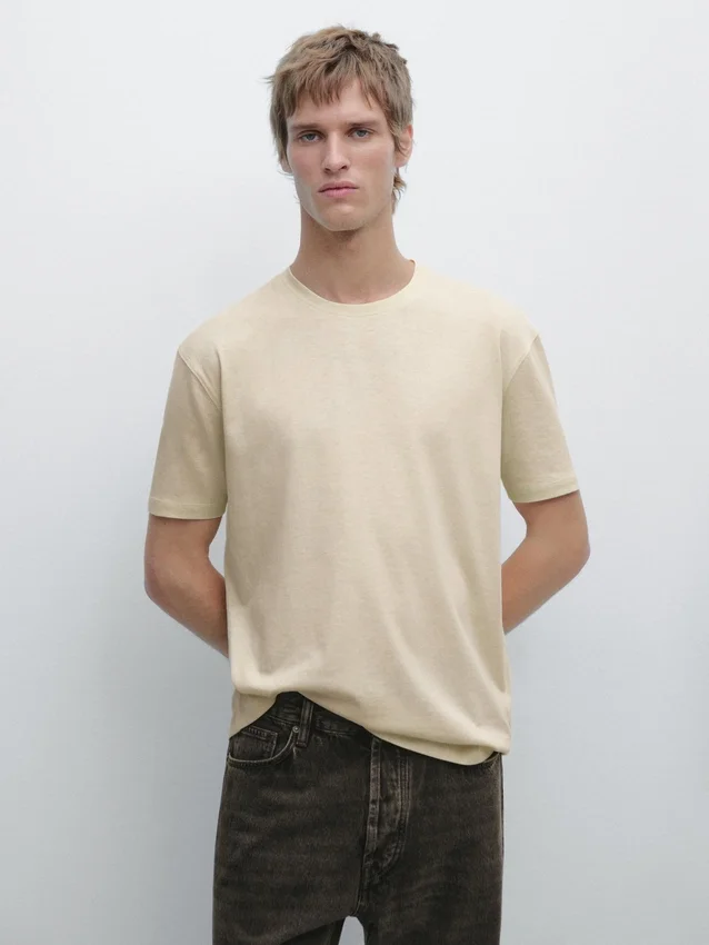 Kurzärmeliges T-Shirt aus Baumwollmischung Kurzärmeliges T-Shirt aus Baumwollmischung