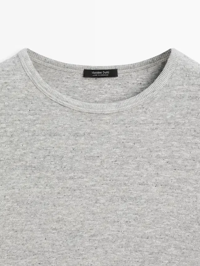 Langarm-T-Shirt mit meliertem Detail Langarm-T-Shirt mit meliertem Detail