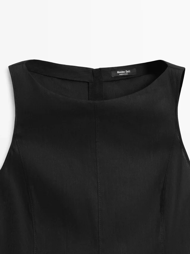 Langes, fließendes Leinen-Mischung-Kleid Langes, fließendes Leinen-Mischung-Kleid