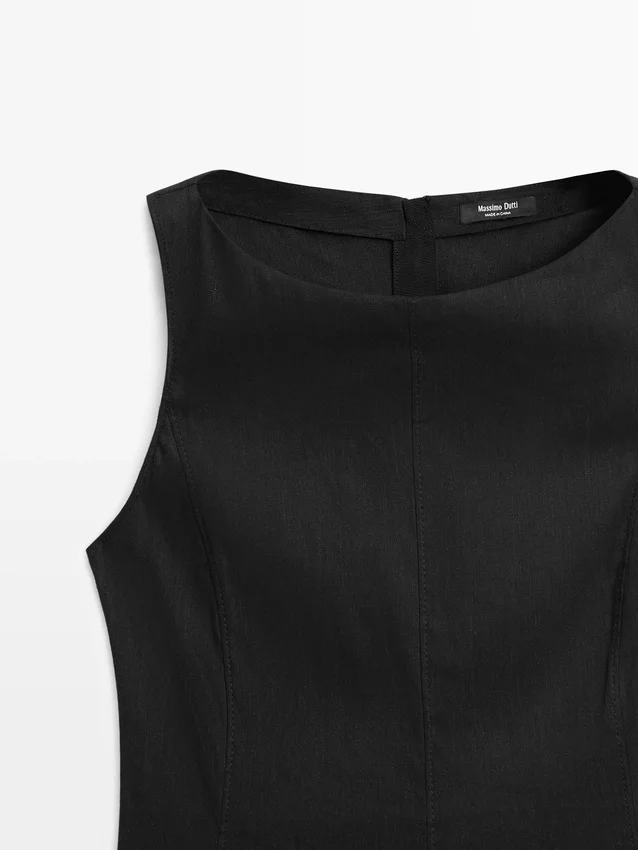 Langes, fließendes Leinen-Mischung-Kleid Langes, fließendes Leinen-Mischung-Kleid