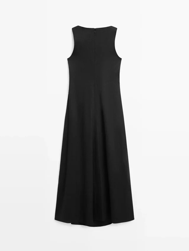 Langes, fließendes Leinen-Mischung-Kleid Langes, fließendes Leinen-Mischung-Kleid
