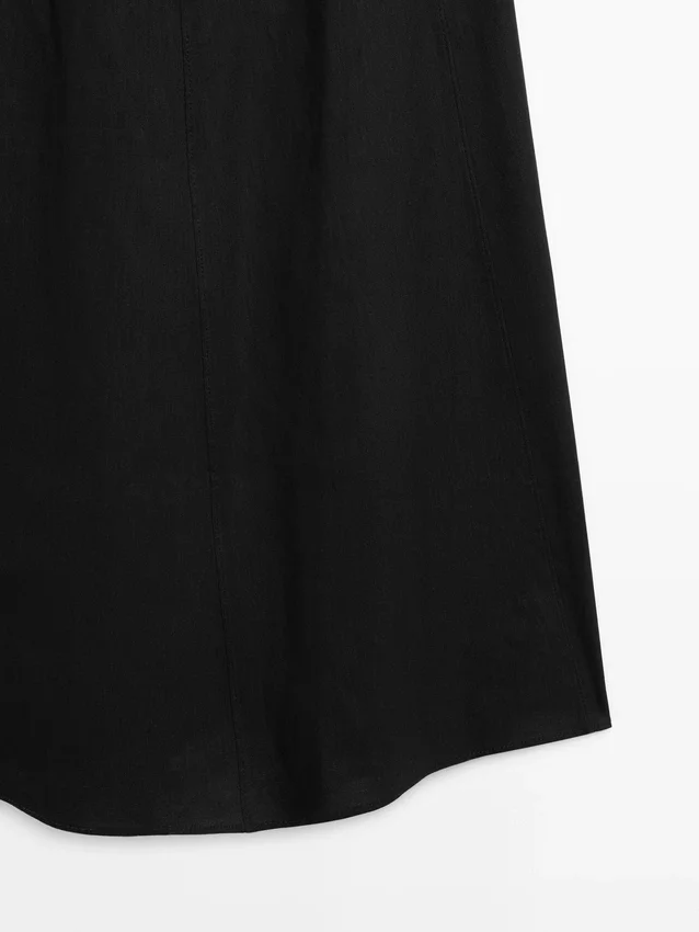 Langes, fließendes Leinen-Mischung-Kleid Langes, fließendes Leinen-Mischung-Kleid