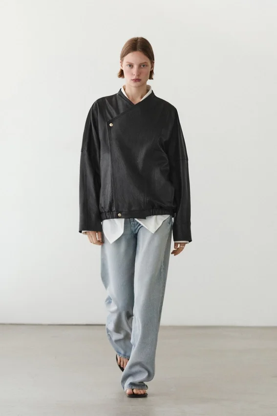 Leder-Bomberjacke Leder-Bomberjacke