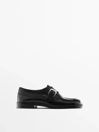 Leder-Derby-Schuhe mit Schnalle