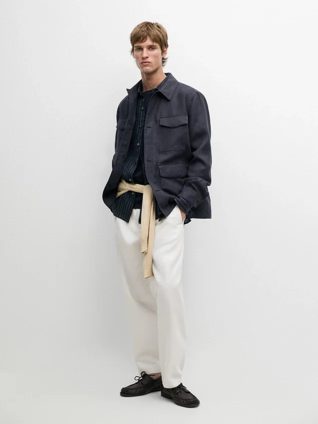 Leichte Leinenjacke mit Taschen Leichte Leinenjacke mit Taschen