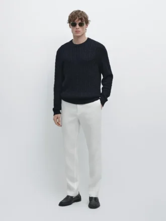 Leinenhose mit konischer Passform