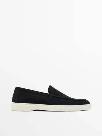 Loafer aus Spaltleder mit Mokassin-Spitze