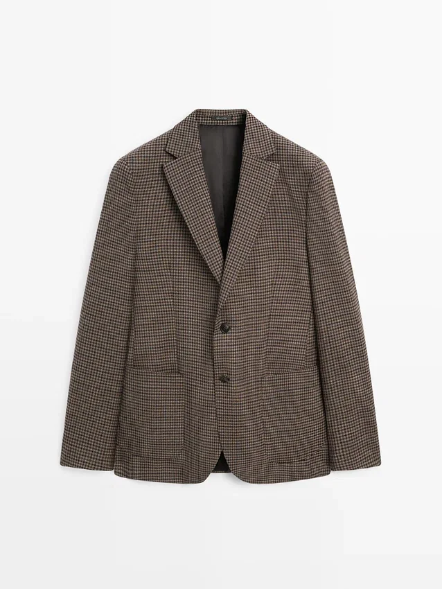Maßgeschneiderter Blazer aus Wolle mit Karomuster Maßgeschneiderter Blazer aus Wolle mit Karomuster