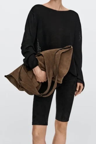 Maxi-Tasche aus Spaltleder