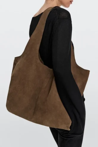 Maxi-Tasche aus Spaltleder