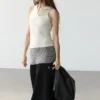 Midi-Kleid aus 100 % Baumwolle mit Kontraststrick Midi-Kleid aus 100 % Baumwolle mit Kontraststrick