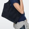 Mittlere Shopper-Tasche aus Spaltleder
