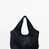 Mittlere Shopper-Tasche aus Spaltleder