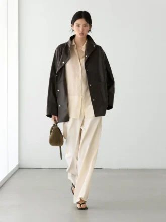 Nappaleder-Cape-Parka mit Taschen