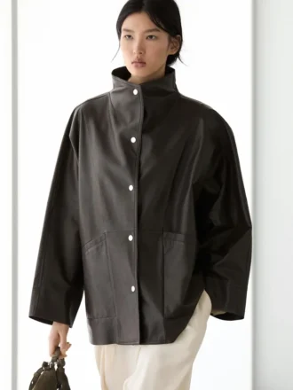 Nappaleder-Cape-Parka mit Taschen