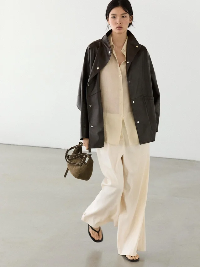 Nappaleder-Cape-Parka mit Taschen Nappaleder-Cape-Parka mit Taschen