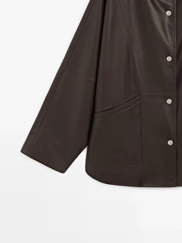 Nappaleder-Cape-Parka mit Taschen Nappaleder-Cape-Parka mit Taschen