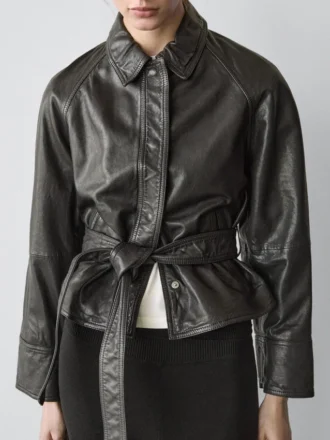 Nappalederjacke mit Gürtel