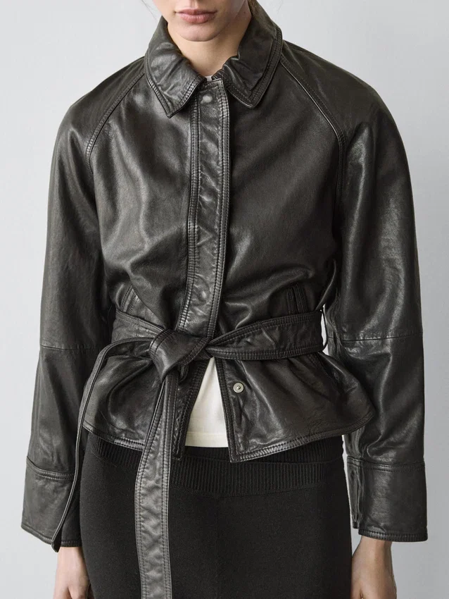 Nappalederjacke mit Gürtel Nappalederjacke mit Gürtel