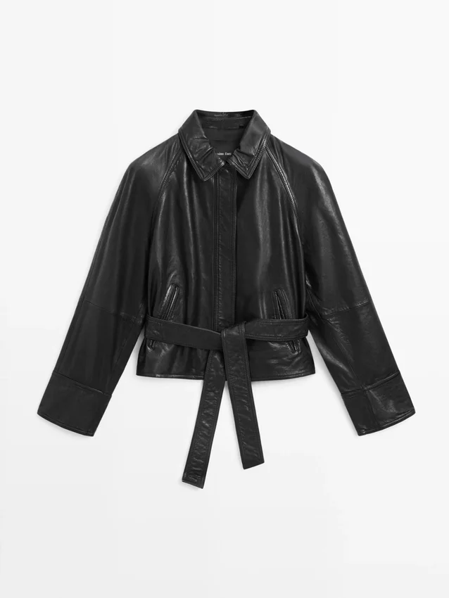 Nappalederjacke mit Gürtel Nappalederjacke mit Gürtel