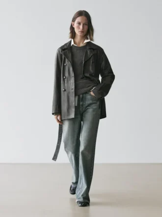 Nappalederjacke mit Gürteldetail Nappalederjacke mit Gürteldetail