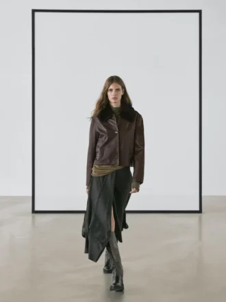 Nappalederjacke mit Lammfellkragen Nappalederjacke mit Lammfellkragen