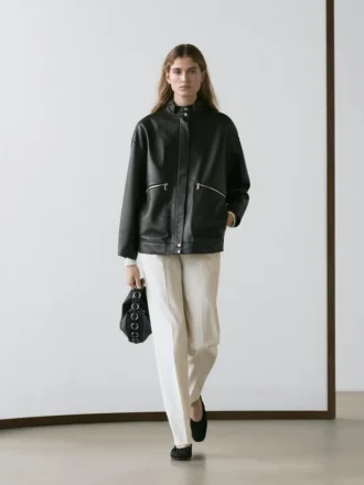 Nappalederjacke mit Taschendetails Nappalederjacke mit Taschendetails
