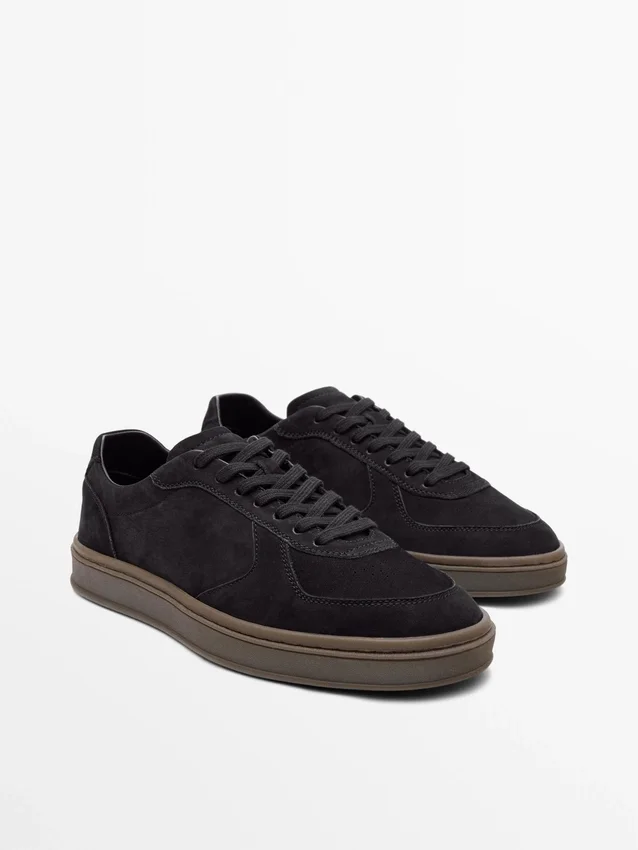 Nubuk-Sneaker mit Kontrastsohle Nubuk-Sneaker mit Kontrastsohle