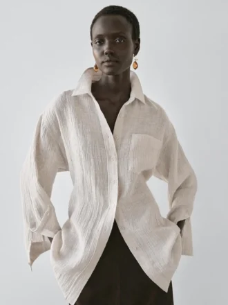Overshirt aus 100 % Leinen im Waffelstrick Overshirt aus 100 % Leinen im Waffelstrick