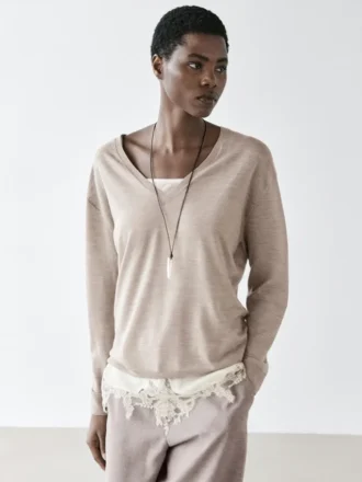 Oversize-Strickpullover mit V-Ausschnitt
