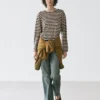 Oversize-T-Shirt mit langen Ärmeln und Streifenmuster Oversize-T-Shirt mit langen Ärmeln und Streifenmuster