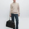 Pullover aus 100 % Baumwolle mit Zopfmuster und Rundhalsausschnitt