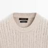 Pullover aus 100 % Baumwolle mit Zopfmuster und Rundhalsausschnitt
