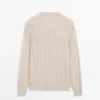 Pullover aus 100 % Baumwolle mit Zopfmuster und Rundhalsausschnitt