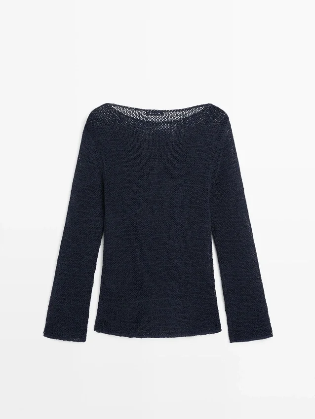 Pullover aus Baumwollmischgewebe mit U-Boot-Ausschnitt Pullover aus Baumwollmischgewebe mit U-Boot-Ausschnitt
