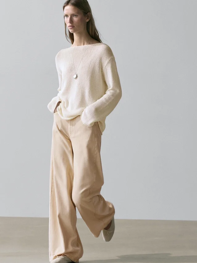Pullover aus Baumwollmischung mit Cutwork-Muster Pullover aus Baumwollmischung mit Cutwork-Muster