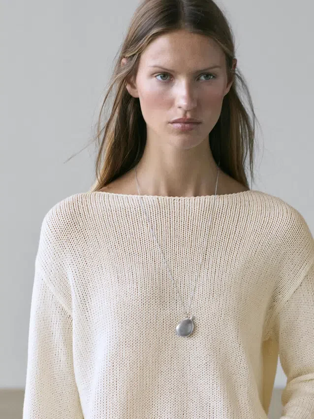 Pullover aus Baumwollmischung mit Cutwork-Muster Pullover aus Baumwollmischung mit Cutwork-Muster